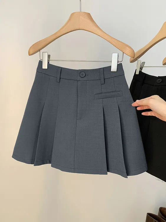 西装百褶裙女2025秋季新款高腰显瘦a字短裙学院风防走光半身裙子