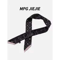 MPGJIEJIE【香榭街】2024时尚百搭女士黑色复古ins丝巾