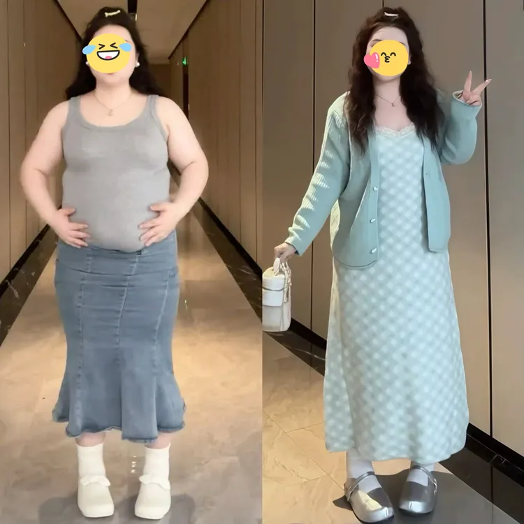 大码女装慵懒风针织毛衣外套2025秋季微胖MM格子背心连衣裙女套装