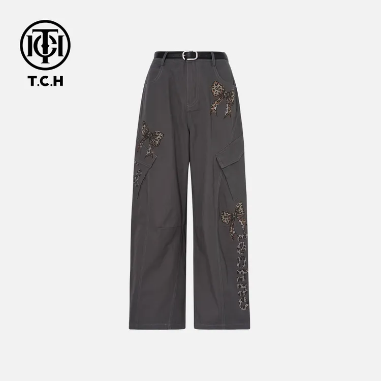 TCH烫钻工艺新时尚淑女百搭新潮流长裤女T75C20E5089轻奢tch