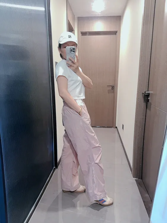 工装裤工装风阔腿裤运动风休闲裤百搭伞兵裤松紧降落伞裤情侣夏款