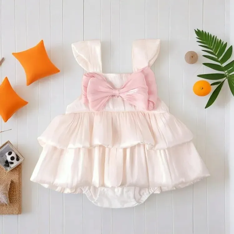 婴儿夏季吊带包屁裙女宝宝甜美公主蛋糕裙洋气周岁百天宴礼服