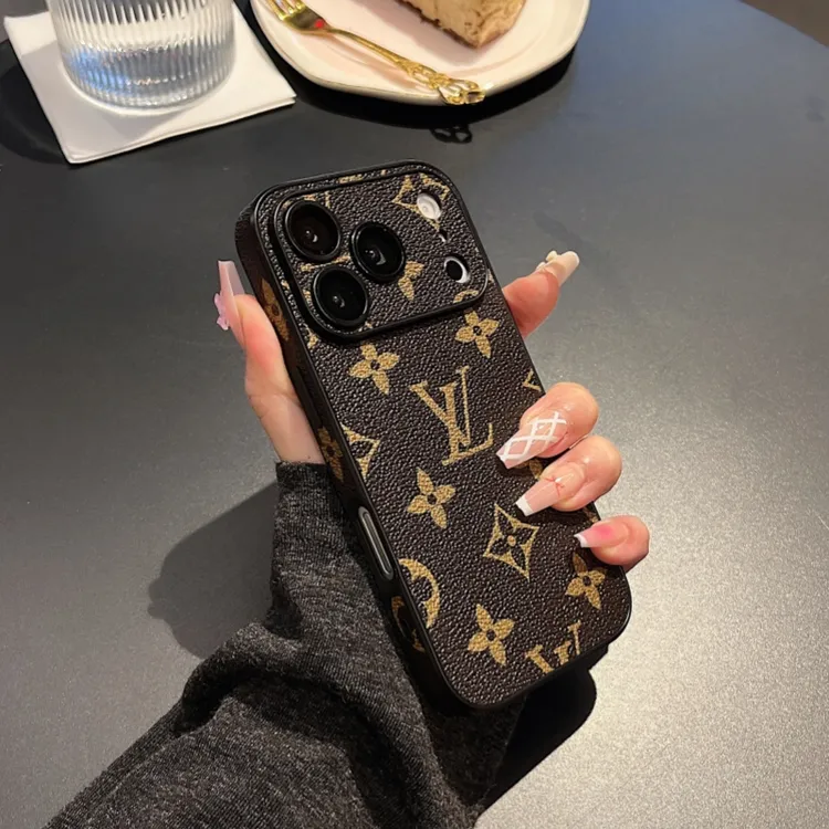 全包镜头膜苹果17pro手机壳新款16promax老花真皮15防摔壳14网红