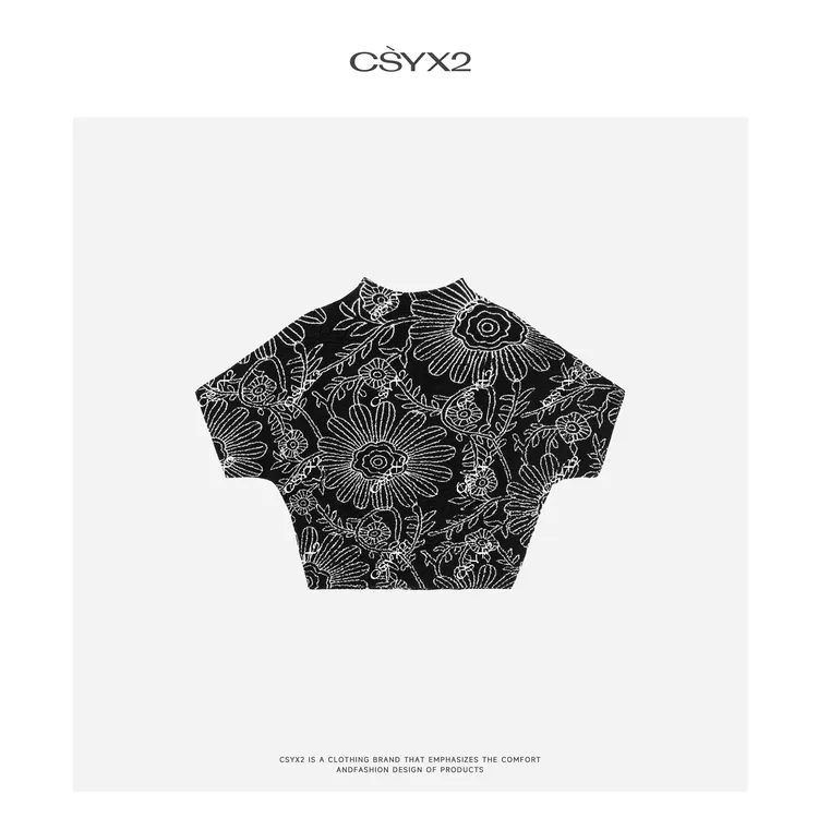 CsyX2-2025S/S 早秋新款“太阳花”印花花朵短袖上衣CA5CT004