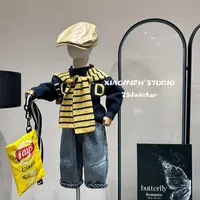 【现货】2025加绒毛衣开衫秋冬新款韩版男儿童洋气痞帅童装宝宝A11