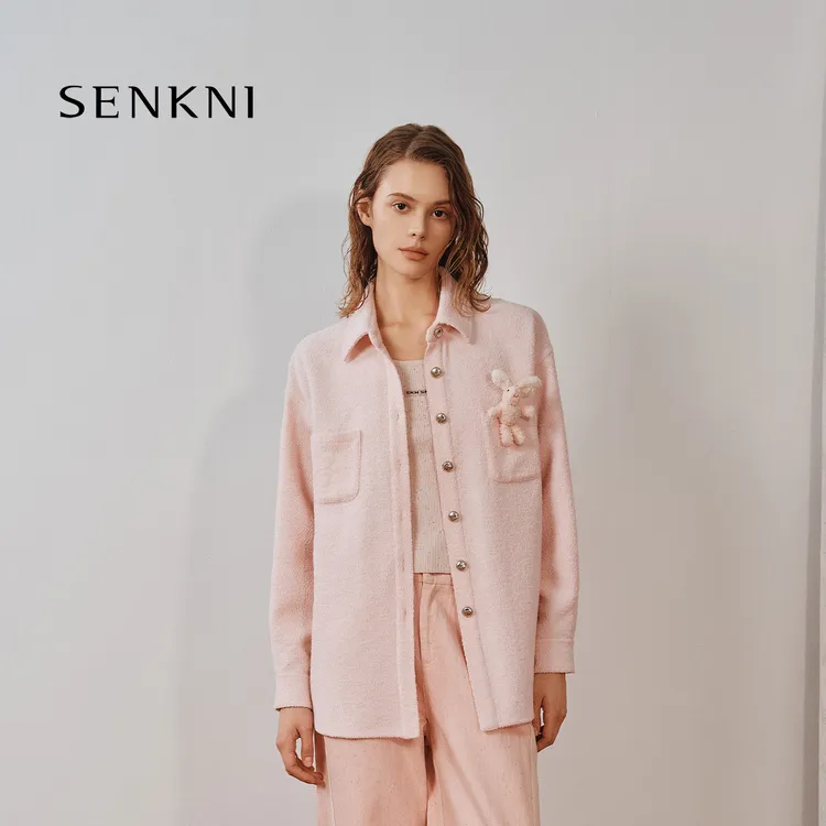 【明星同款】圣可尼时尚长袖衬衫上衣25新款摇粒绒外套S102308OF