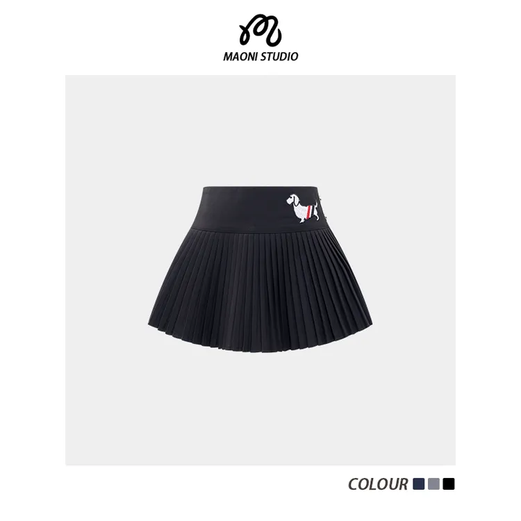 毛妮LADIESFIRST【青春手册】高腰百褶裙早秋刺绣学院风短裤裙L2131