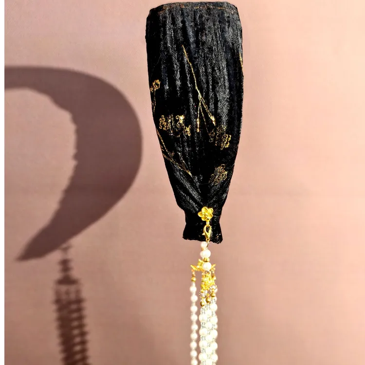 秋冬新款新中式国风民族风丝绒珍珠吊坠流苏发箍高颅顶显脸小新年