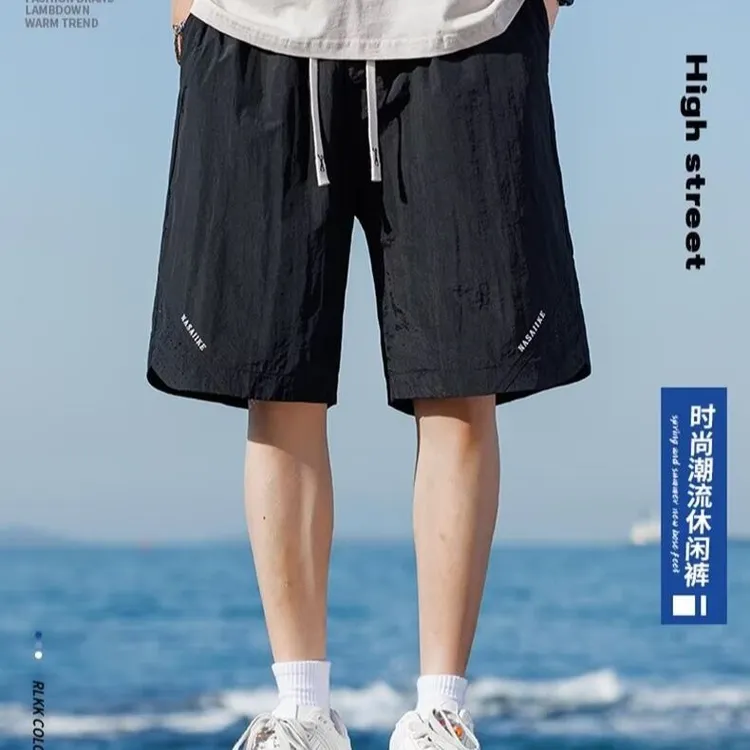 夏季美式宽松冰丝弹力大码装钢印短裤加肥加大340斤五分中裤衩男