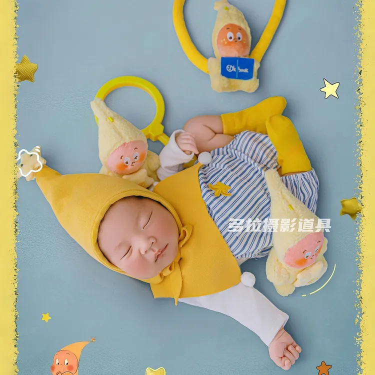 新生儿满月宝宝星星人摄影主题服装道具影楼拍照帽子衣服男女婴儿