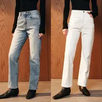 开间/四季刚需 欧洲进口擦白时髦筷子腿微宽松直筒九分法棍牛仔裤