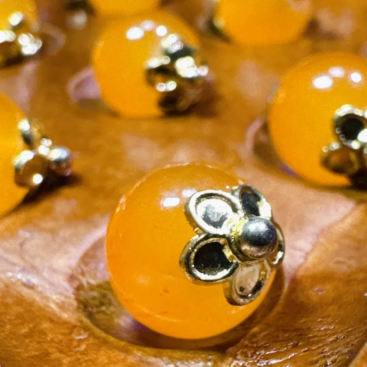新中式国风扣子服饰辅料橘黄色纽扣10mm琉璃圆珠旗袍女装汉服旗袍