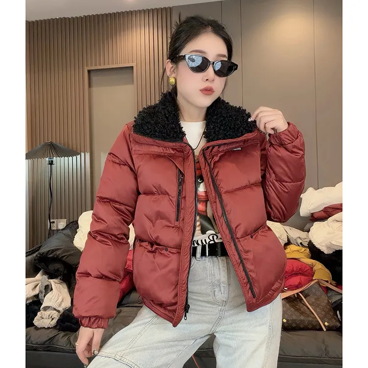 厚款短款女棉衣棉服保暖小个子女装冬季流行翻领毛领哑光棉袄百搭