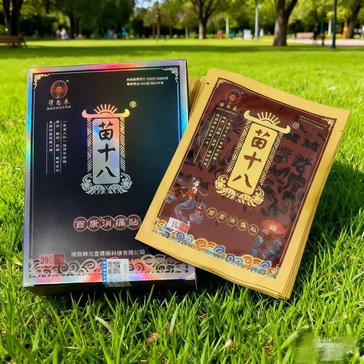 符忠来苗十八百康消痛贴黑膏贴湘西苗家黑膏腰颈膝贴正品居家日用