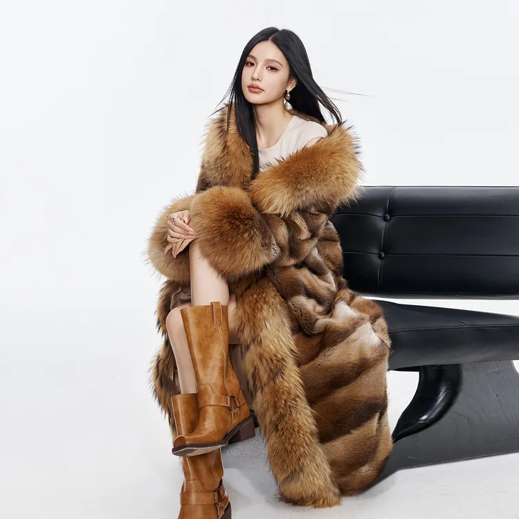 FLAME QUEEN/火焰皇后华贵时光 进口貂皮整皮整版长款貂皮大衣冬