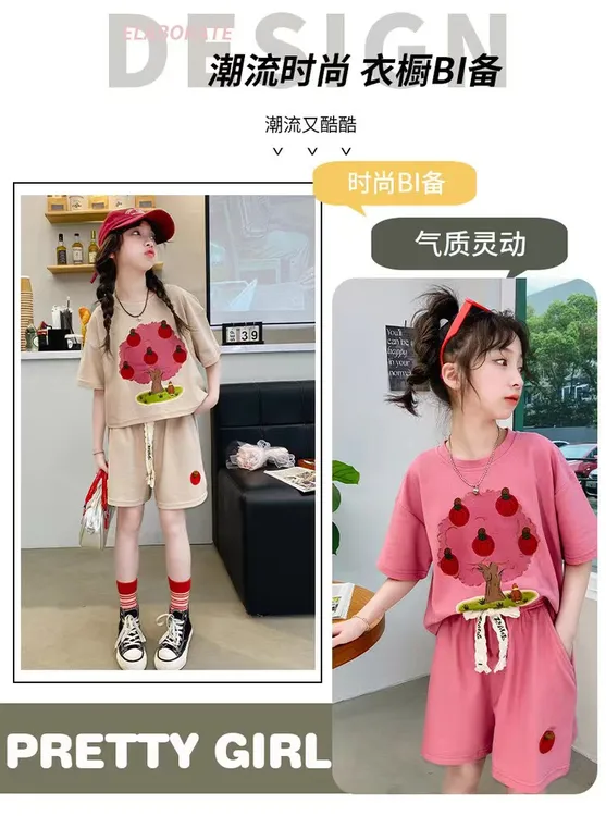 2025女童网红气质时尚休闲连件套个性舒适&时尚潮女孩洋气夏韩版