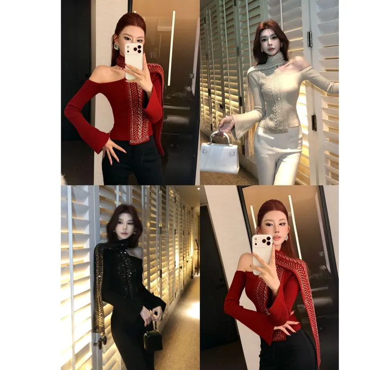 婉君【派对C位】“羊毛混纺”三种穿法“闪钻假两件针织衫LWJ25D4T4442