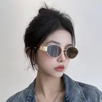 圆框金边太阳镜感防晒拍照高级金属穿搭复古墨镜女时尚小框女士00