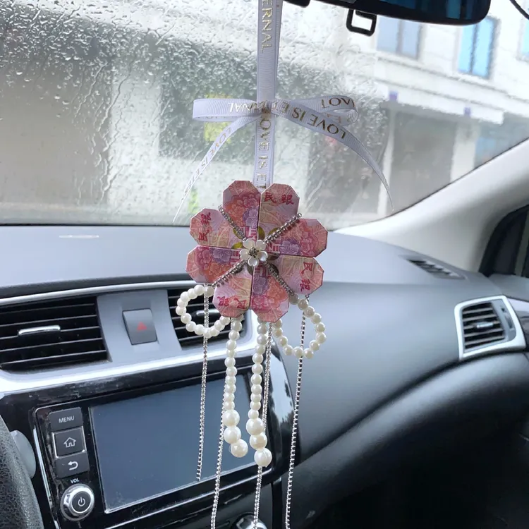 遇见车挂爱心四叶草挂件手折心送男朋友闺蜜节日礼物材料包