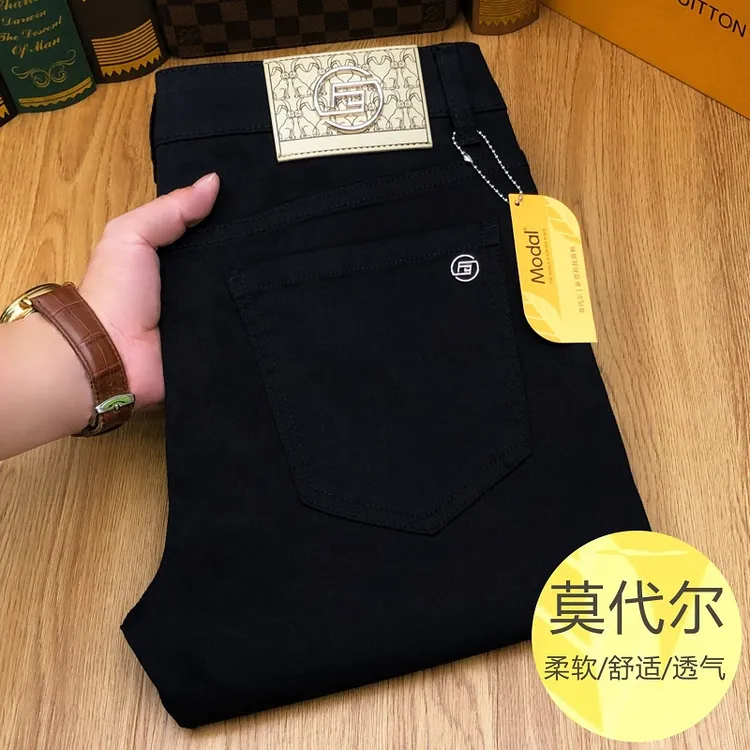 新款莫代尔牛仔裤男2025春秋亲肤新科技高级修身小脚弹力水洗长裤