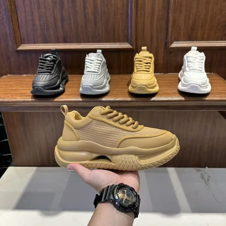 男士皮面拼接编织网面低帮男潮鞋舒适休闲轻便个性百搭透气男鞋DL