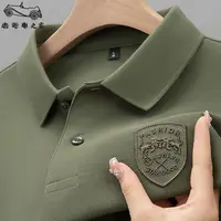 老爷车之家男装长袖翻领上衣秋季商务休闲刺绣上衣中年爸爸POLO衫