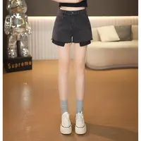 2025牛仔短裤女夏季新款中高腰毛边脚口美式复古休闲裤衩摩安珂