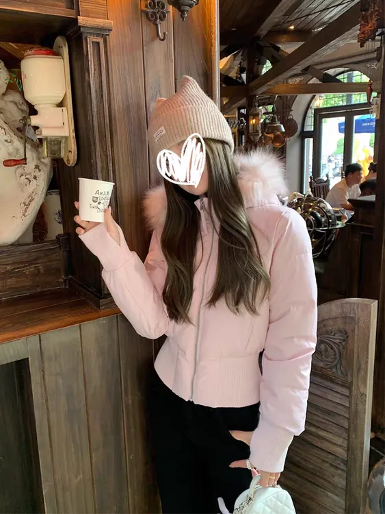 （小海鸥真毛羽绒服）艺艺专属 90白鸭绒短款貉子真毛领显瘦羽绒服