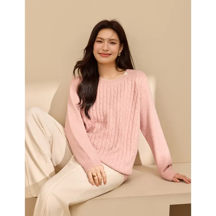 【慵懒风休闲毛衣】纤莉秀大码女装气质百搭显瘦毛衣QK3622