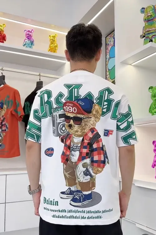 2025夏季新款卡通潮流印花男女情侣圆领潮牌休闲百搭时尚半袖上衣