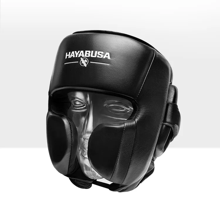 HAYABUSA 隼拳击护头套真皮散打系绳专业训练封闭式护搏击头盔