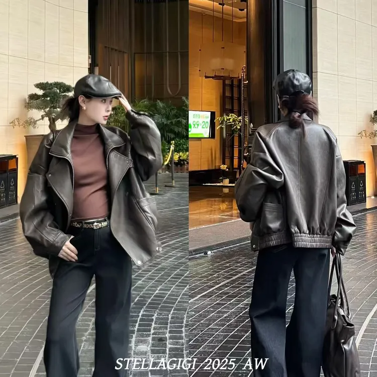 SG / 郭幂幂 AW 早秋新品 重工高品质 复古立领皮衣WT-20251618
