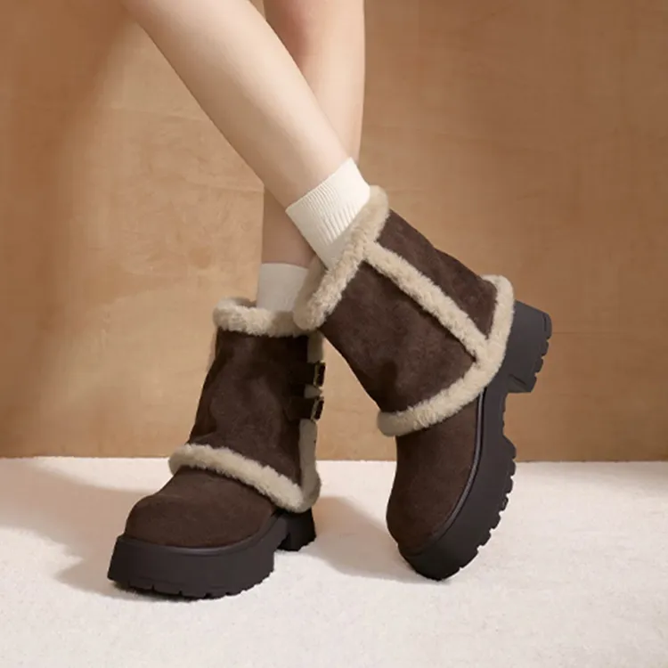 商场厚底雪地靴女2025冬季新款加绒保暖棉鞋裤管靴时尚马丁靴子