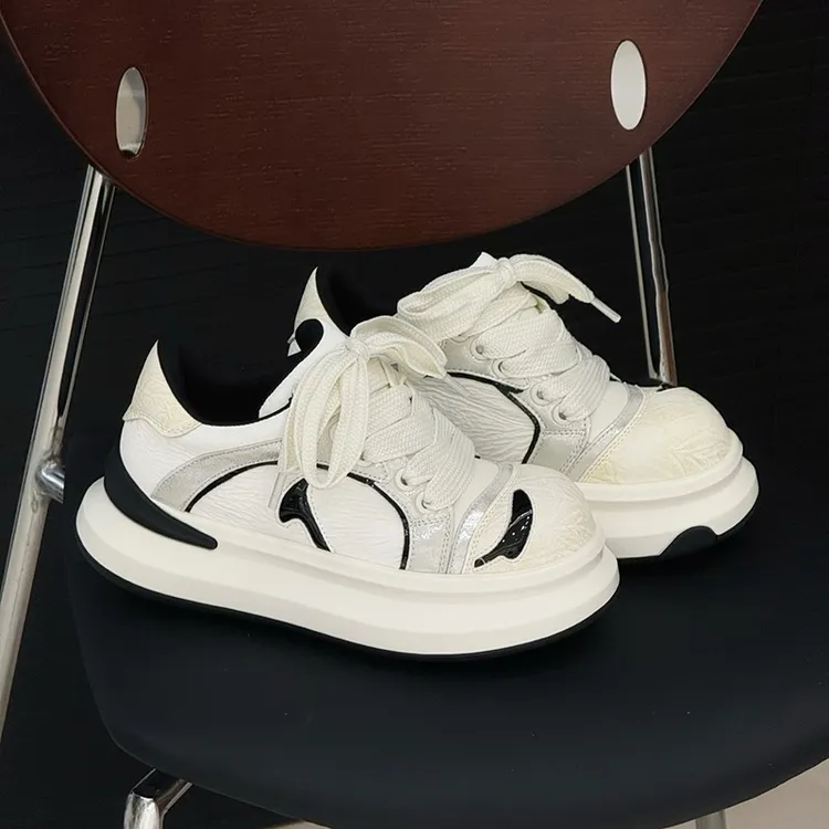 熊猫鞋大头笑脸小白鞋女2025夏秋季新款厚底学生芒果头百搭运动鞋