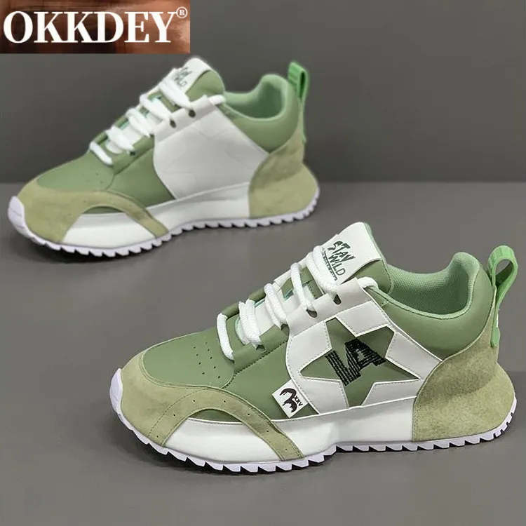 okkdey男鞋春季透气百搭运动休闲鞋内增高阿甘老爹鞋子男