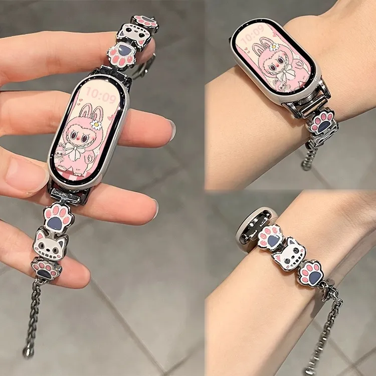 适用小米手环10表带猫爪布布9手链条8腕带NFC金属76543女款表配件