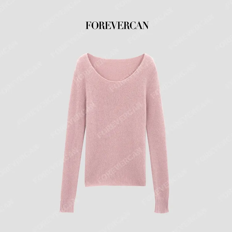 FOREVERCAN“胭脂玫瑰”浣熊绒+兔毛+超细羊毛针织毛衣 MY10146