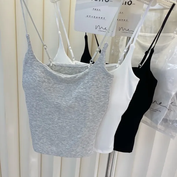 可调节细肩带无袖带胸垫夏季百搭显瘦吊带小背心内搭