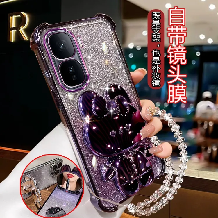 适用iQOONeo11手机壳镜头膜防摔电镀气囊v2520a高颜值网红支架壳.