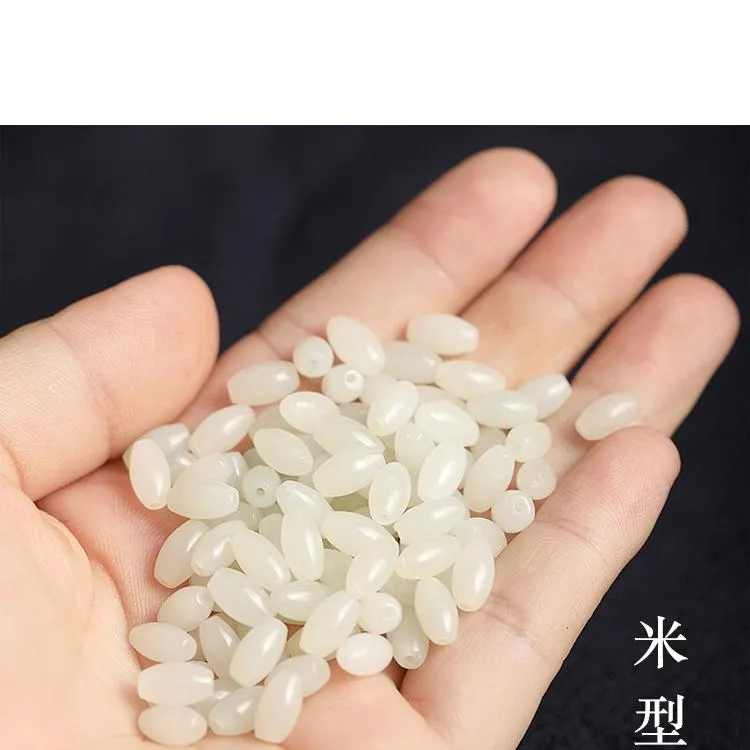 天然和田白玉散珠diy编织手链项链小米珠老型珠圆珠情侣饰品