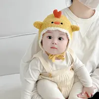 婴儿帽子秋冬款超萌新生宝宝卡通毛线帽冬天男女小月龄保暖护耳帽