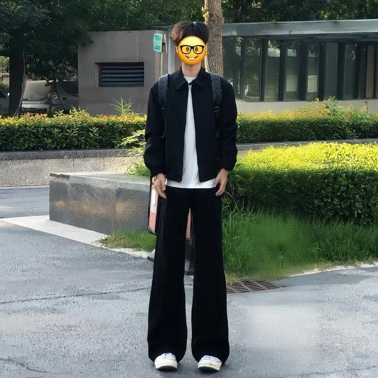 2021M黑色微喇牛仔裤男秋季cleanfit弯刀裤子美式高街直筒阔腿裤