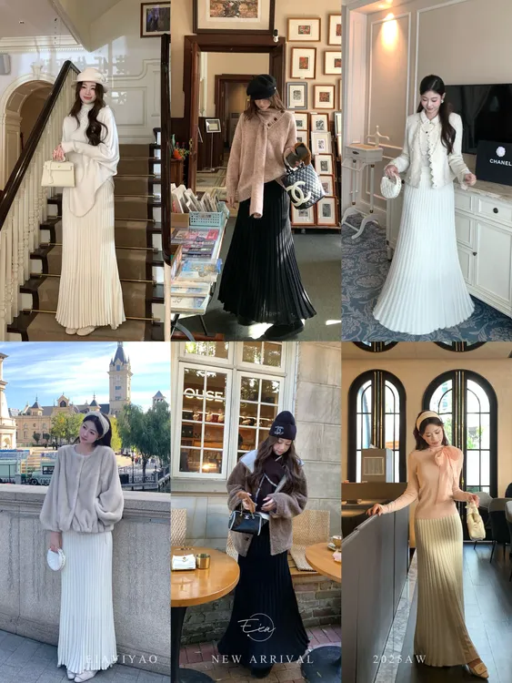 EIA一尧【很好搭的羊毛裙】秋冬气质百褶直筒半身裙毛织百搭显瘦韩