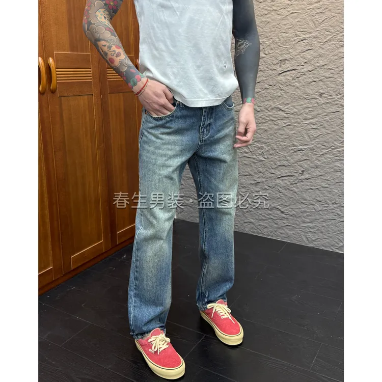 2025秋冬新款时尚休闲百搭净版直筒宽松男士牛仔裤裤子3065
