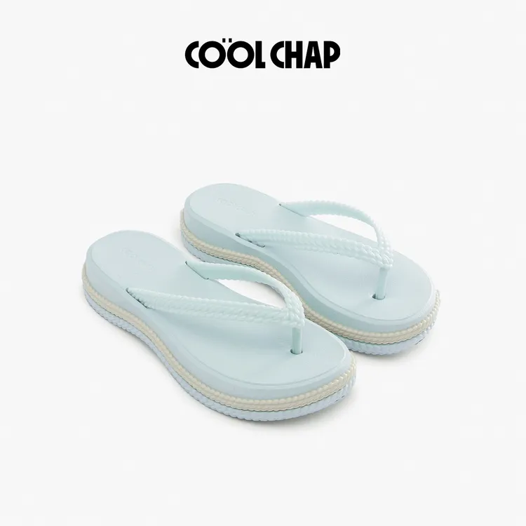 Coolchap2025夏季经典浪花沙滩简约休闲厚底女士人字拖鞋CCF1311