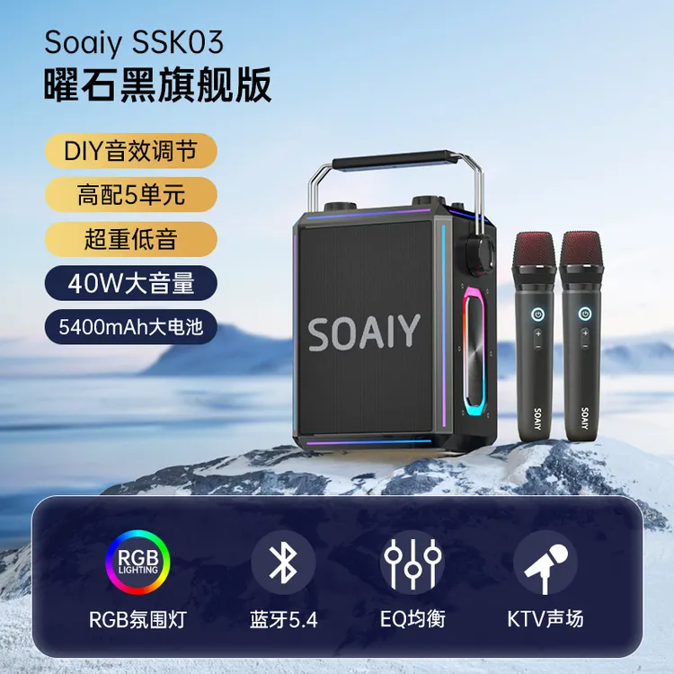 索爱蓝牙音箱家用k歌音响麦克风户外唱歌广场舞演出重低音SSK-03