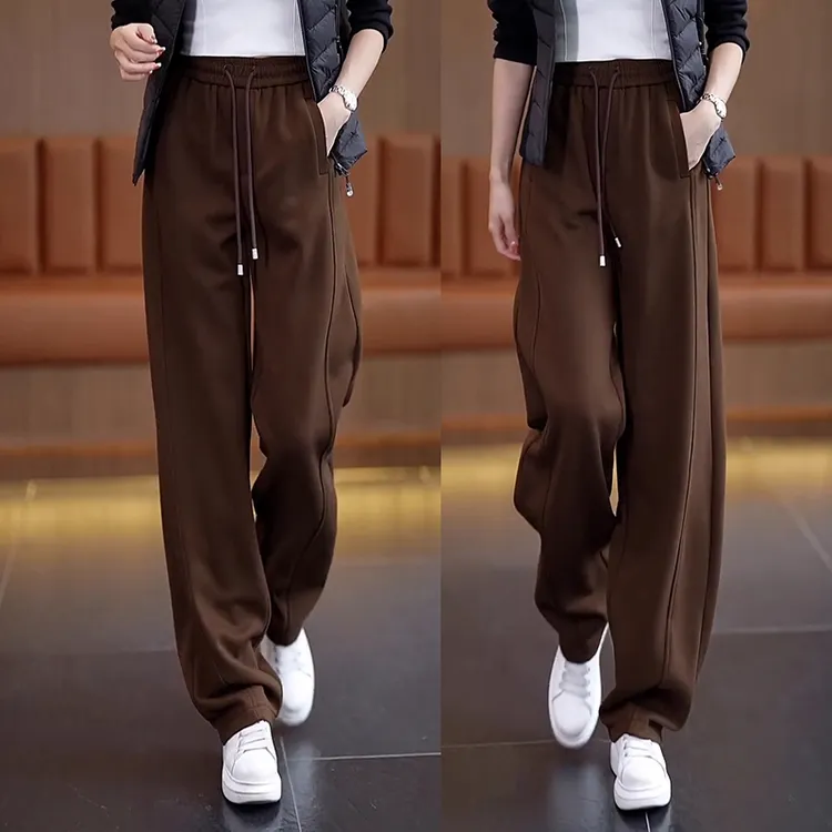 宽松弯刀裤高腰阔腿裤女2025新款秋冬季香蕉裤加绒休闲裤运动卫裤