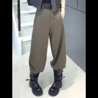 【玫瑰缘欧货新款设计师百搭时尚网红气质高腰显瘦休闲工装弯刀裤
