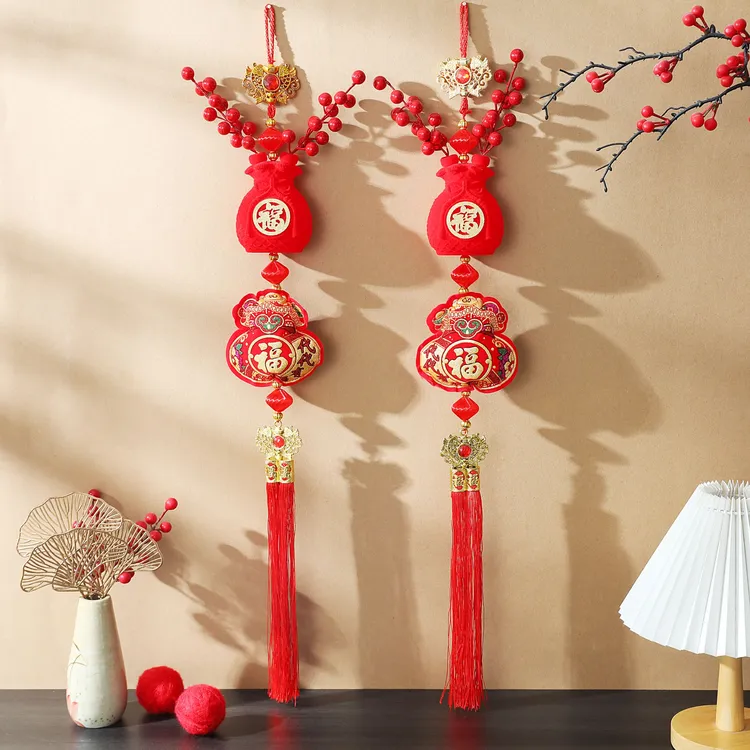 【湘为喜庆】2026升级版新年发财果钱袋子代代有福流苏挂件（送挂钩）