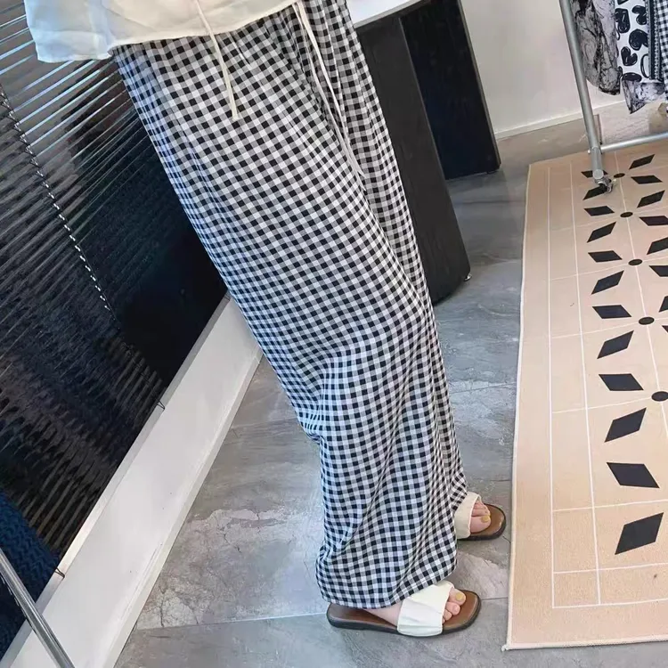 【三言优选】棉绸休闲家居裤显瘦加长高腰宽松阔腿裤夏女阔腿防蚊裤